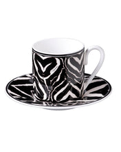 Coffee Cup & Saucer ZEBRA Set of 2 in Luxury Box  diam. 2.3", H 2.5", Cap. 4 oz, Saucer diam. 4.75"