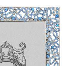 Silver Papillon with Lt Sapphire Crystals 5" x 7" Picture Frame