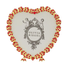 Gold Contessa Heart 3.5" Picture Frame with Ruby Crystals & Red Pearls