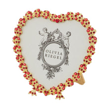 Gold Contessa Heart 3.5" Picture Frame with Ruby Crystals & Red Pearls
