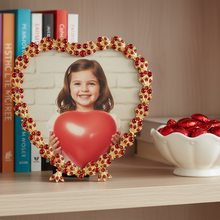 Gold Contessa Heart 3.5" Picture Frame with Ruby Crystals & Red Pearls