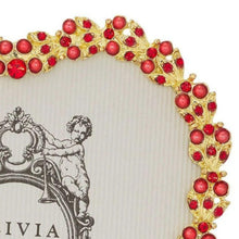 Gold Contessa Heart 3.5" Picture Frame with Ruby Crystals & Red Pearls