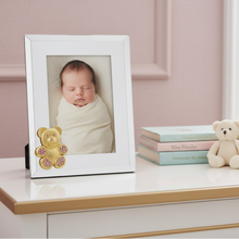 Gold Teddy Bear with Light Rose Crystals 5" x 7" Picture Frame