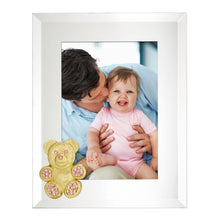 Gold Teddy Bear with Light Rose Crystals 5" x 7" Picture Frame