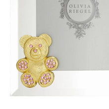 Gold Teddy Bear with Light Rose Crystals 5" x 7" Picture Frame