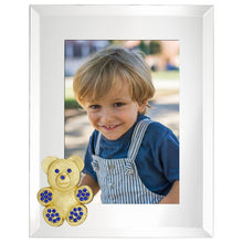Gold Teddy Bear with Sapphire Crystals 5" x 7" Picture Frame
