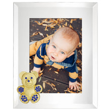 Gold Teddy Bear with Sapphire Crystals 5" x 7" Picture Frame