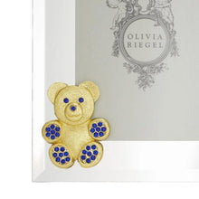 Gold Teddy Bear with Sapphire Crystals 5" x 7" Picture Frame