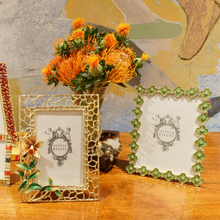 Gold Celadon Enamel Clover 5" x 7" Picture Frame