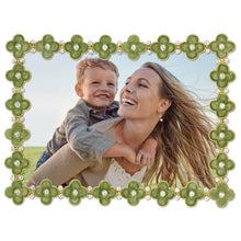 Gold Celadon Enamel Clover 5" x 7" Picture Frame