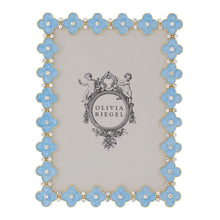 Gold Light Blue Enamel Clover 5" x 7" Picture Frame