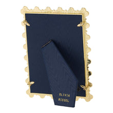 Gold Light Blue Enamel Clover 5" x 7" Picture Frame