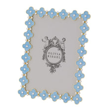 Gold Light Blue Enamel Clover 5" x 7" Picture Frame