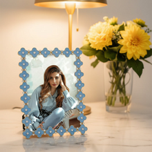 Gold Light Blue Enamel Clover 5" x 7" Picture Frame