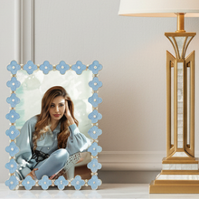Gold Light Blue Enamel Clover 5" x 7" Picture Frame
