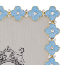 Gold Light Blue Enamel Clover 5" x 7" Picture Frame
