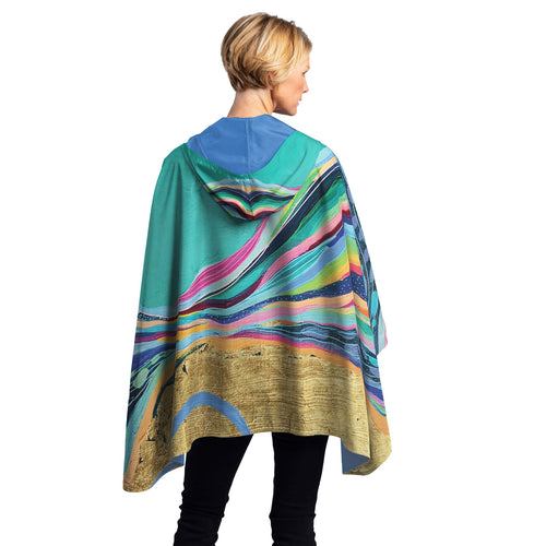 EttaVee Rainbow Riviera 1 Womens Rain Cape - Rainproof Breathable Rain Poncho