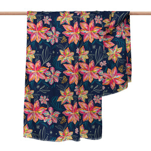 EttaVee's Bold Flowers Silk Blend Women's Fashion Shawl