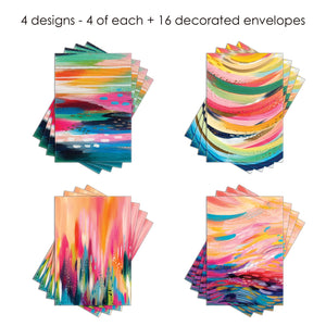 Note Cards - EttaVee Brush Strokes - Box of 16 Cards & Envelopes