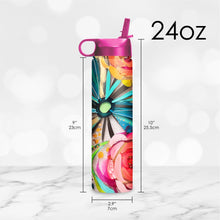 Water Bottle 24oz - EttaVee "Flowers On Glass"