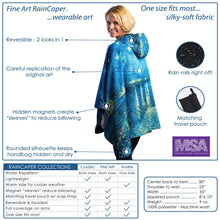 Laurel Burch Orange Blossoms Reversible Rain Cape Poncho – Lightweight Hooded Womens Wrap