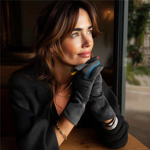 Black & Multicolor Womens Touch Screen Gloves - One Size Fits All