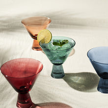 Tonal Ribbed Martini Cocktail Glassware, Set of 4