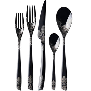 Riviera Devore' Black 5 Piece Place Setting