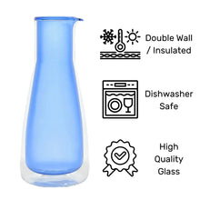 Rocks Carafe Blue – Blue Glass Carafe (1000ml) – Double-Wall | Cloudnola