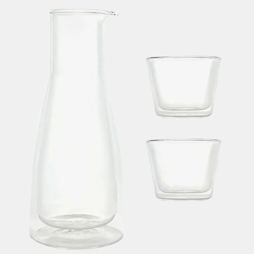 Rocks Set Clear – Water Carafe & 2 Glasses – Double-Wall | Cloudnola