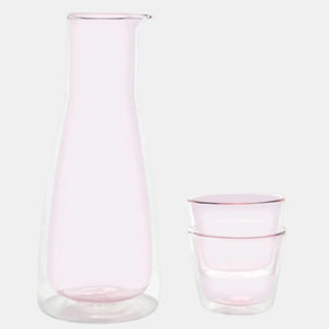 Rocks Set Pink – Pink Glass Carafe & 2 Glasses – Double-Wall | Cloudnola