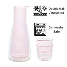 Rocks Set Pink – Pink Glass Carafe & 2 Glasses – Double-Wall | Cloudnola