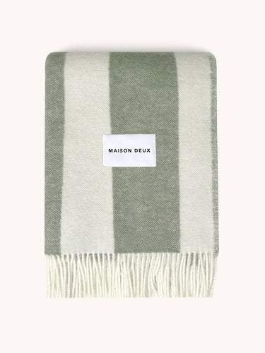 Blanket ROUGH STRIPE Agave Olive Green / White 4.25 x 6.5 ft