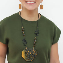 Yellow and Black Leopard Pendant Necklace