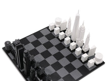 Chess Set Acrylic NEW YORK vs LOS ANGELES Edition with Wood Hatch Board