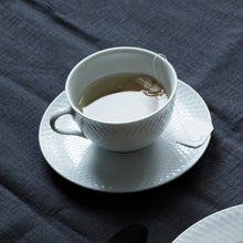 Lyngby Porcelæn Rhombe Tea Cup With Matching Saucer, White, 8.1 Oz