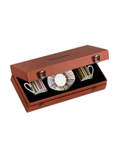 Coffee Cup & Saucer STRIPES Set of 2 in Luxury Box Jenkins 156 diam. 2.3", H 2.5", Cap. 4 oz, Saucer diam. 4.75"