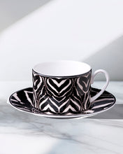 Tea Cup & Saucer ZEBRA Set of 2 in Luxury Box diam. 3.3", H 2.3", cap. 7.5 oz, Saucer diam. 6"