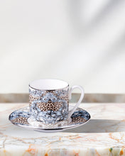 Coffee Cup & Saucer PALAZZO PITTI Set of 2 in Luxury Box  diam. 2.3", H 2.5", Cap. 4 oz, Saucer diam. 4.75"