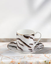 Coffee Cup & Saucer TIGER Set of 2 in Luxury Box  diam. 2.3", H 2.5", Cap. 4 oz, Saucer diam. 4.75"