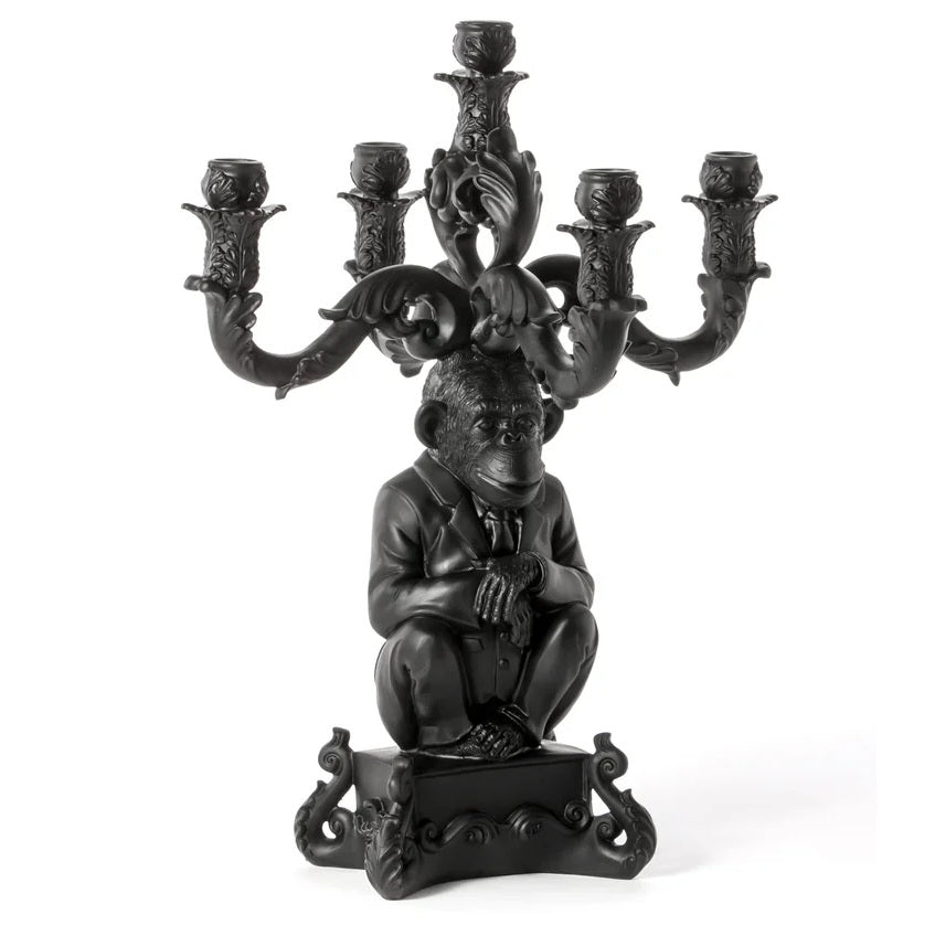 Burlesque Chimp 5 Arms Candle Holder Black