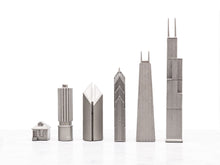 Chess Set Stainless Steel CHICAGO with Wood Map Board