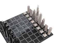 Chess Set Stainless Steel CHICAGO Edition with Wood Map Board