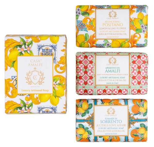 Casa Amalfi Maiolica 3-Soap Set: Yellow