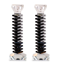 Stacked Design Crystal Candlesticks Set