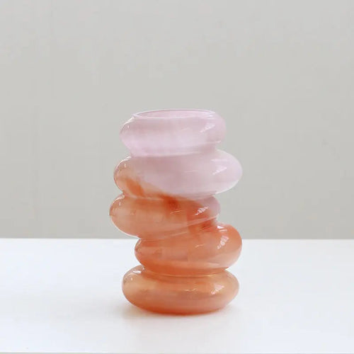 Swirl Vase Peach - Sculptural Peach Glass Vase