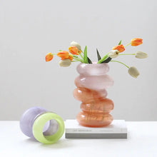 Swirl Vase Peach - Sculptural Peach Glass Vase