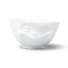 16 oz Bowl - Grinning Face - white porcelain bowl