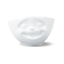 16 oz Bowl - Laughing Face - white porcelain bowl