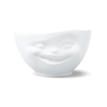 16 oz Bowl - Winking Face - white porcelain bowl